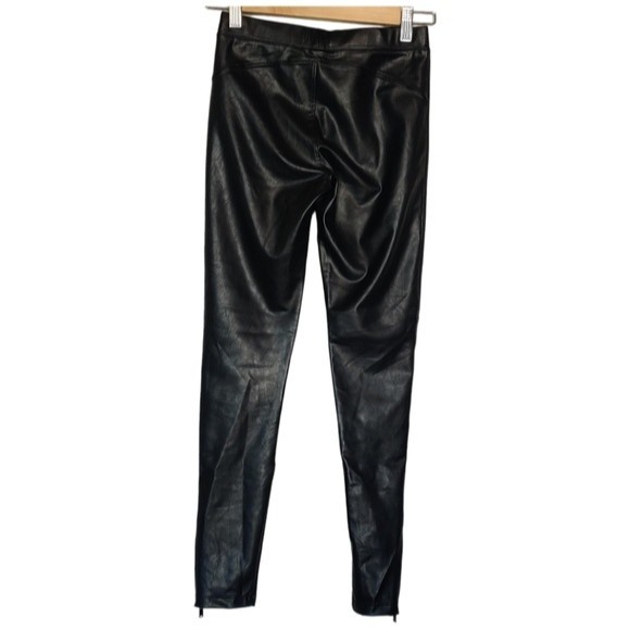 David Lerner Black Ankle Zip Vegan Leather Leggings size XS - Picture 4 of 15
